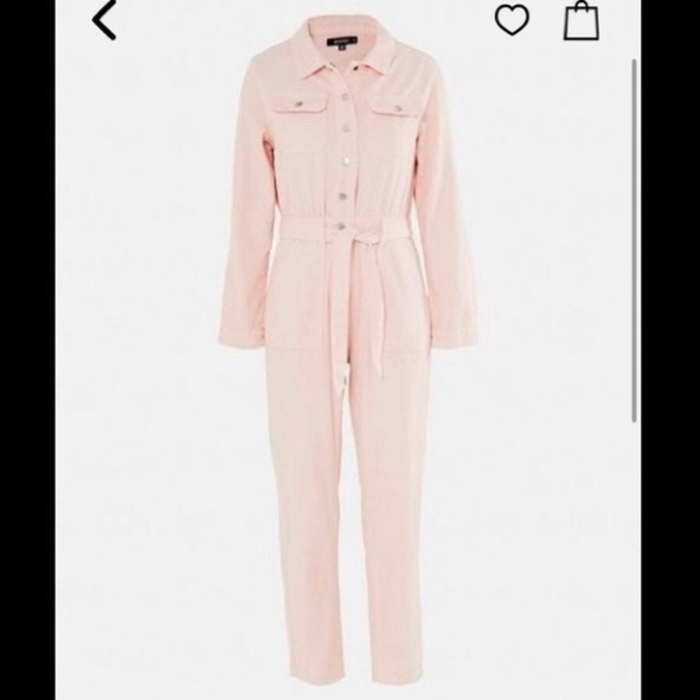 Misguided Pink Boiler Denim Jumpsuit